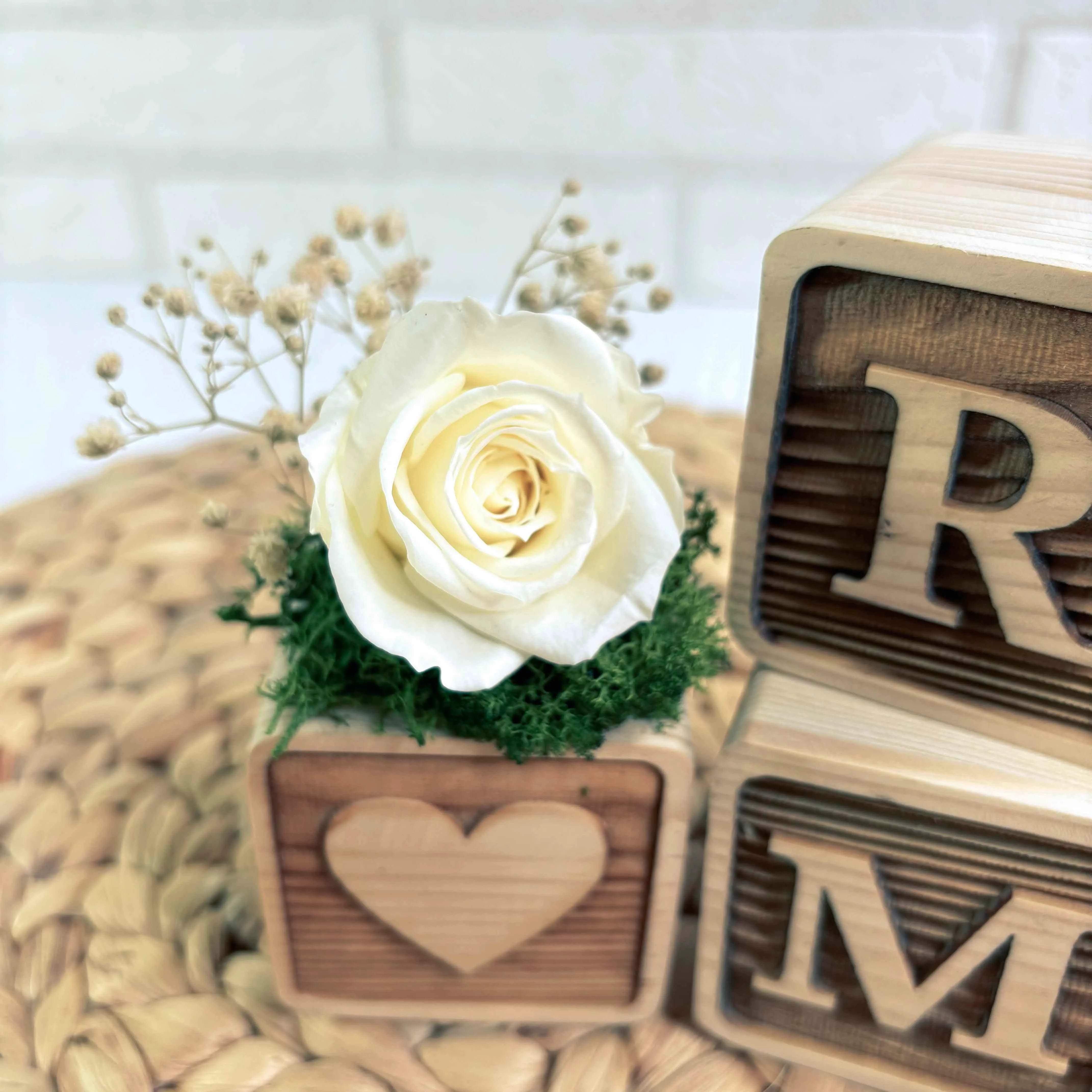Cubos de Madera "INICIALES DE AMOR"