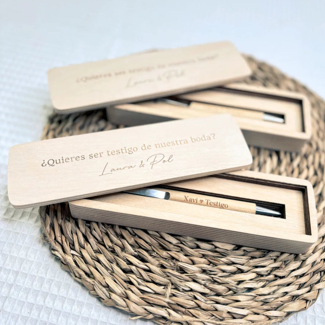 BOLÍGRAFO BODA + CAJA “TESTIGO”