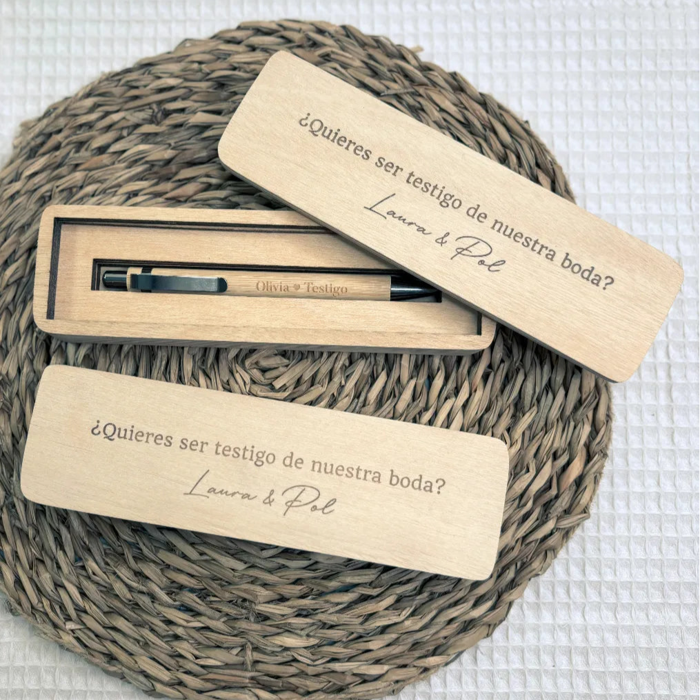 BOLÍGRAFO BODA + CAJA “TESTIGO”