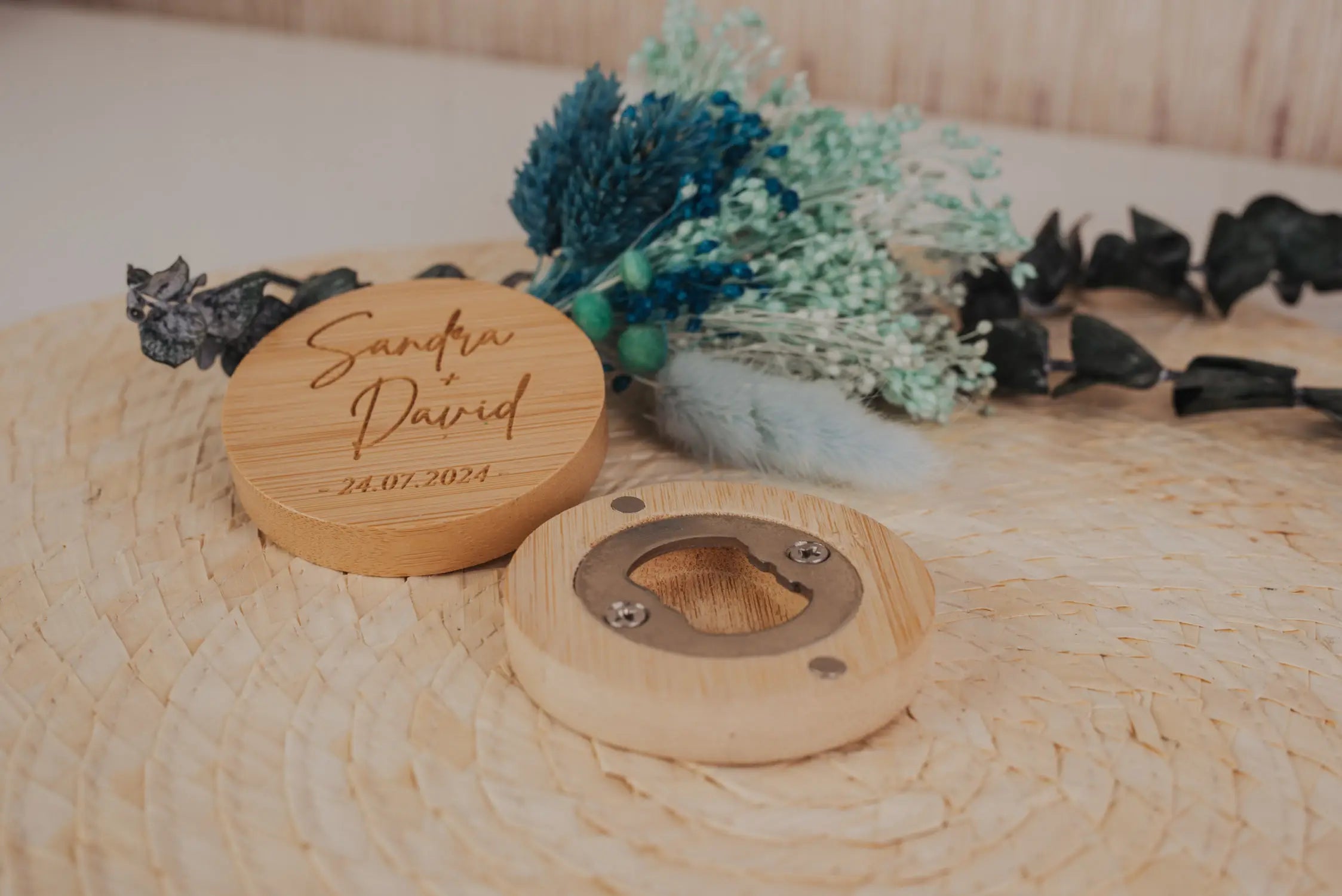 Abrebotellas Bambú "Nuestra Boda"