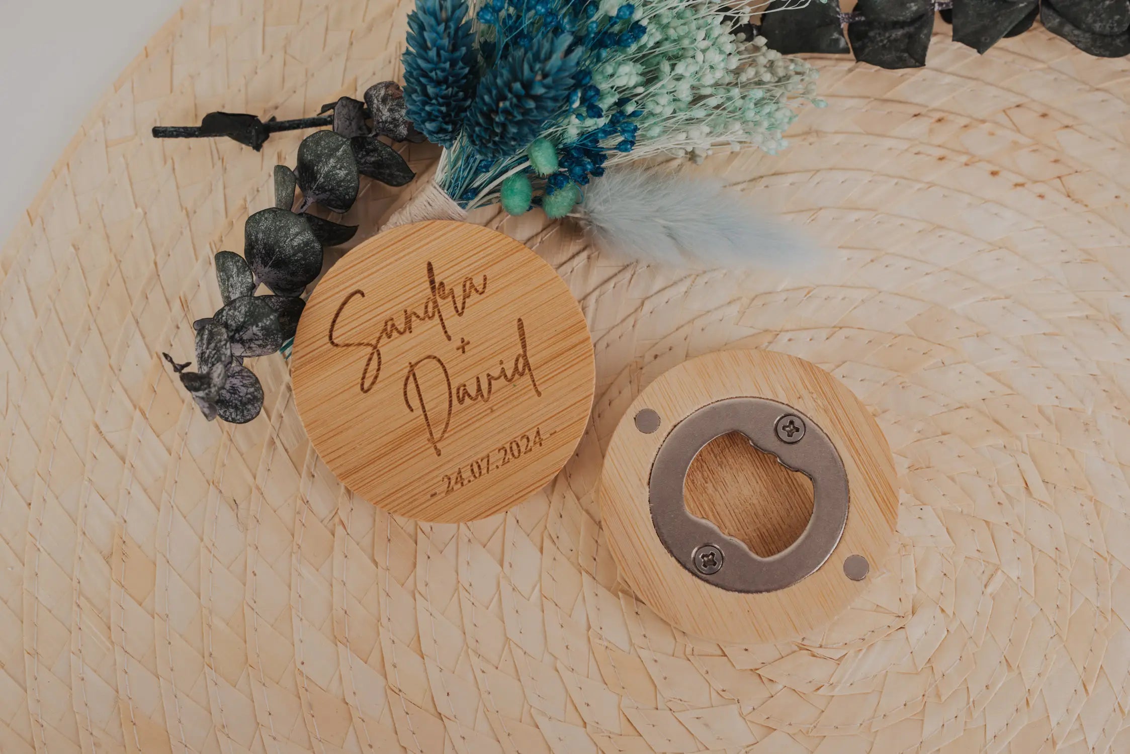 Abrebotellas Bambú "Nuestra Boda"