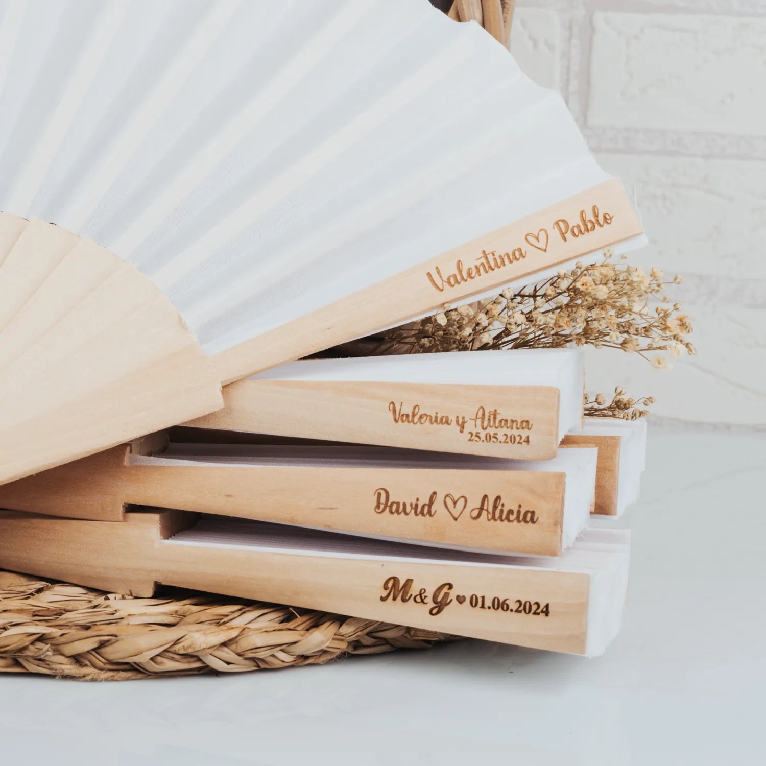 Abanico de Madera "Novios"