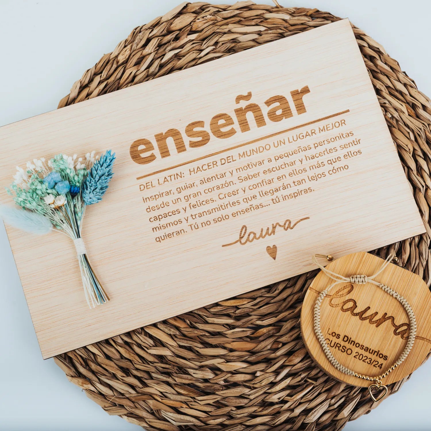 PACK PLACA PROFE + JOYERO DORADO