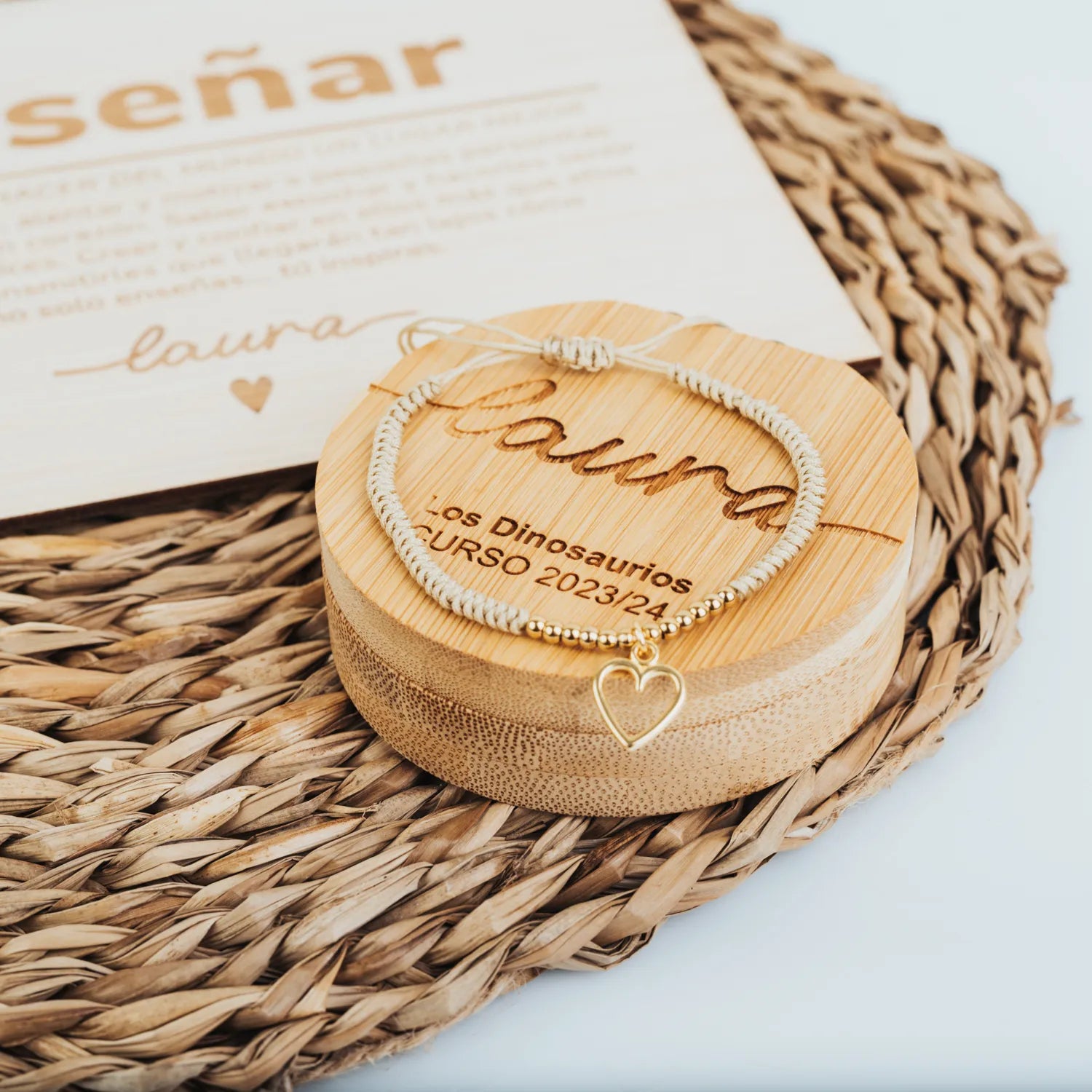 PACK PLACA PROFE + JOYERO DORADO