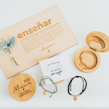 PACK PLACA PROFE + JOYERO DORADO