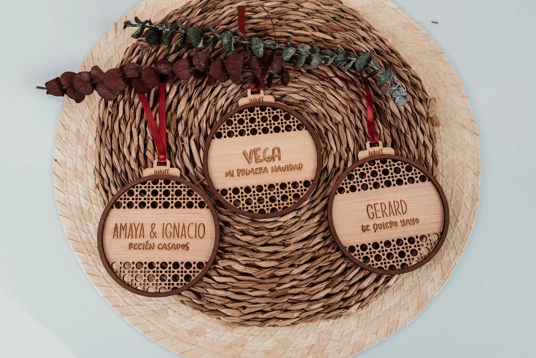 BOLA DE NAVIDAD RATÁN "FRASE"