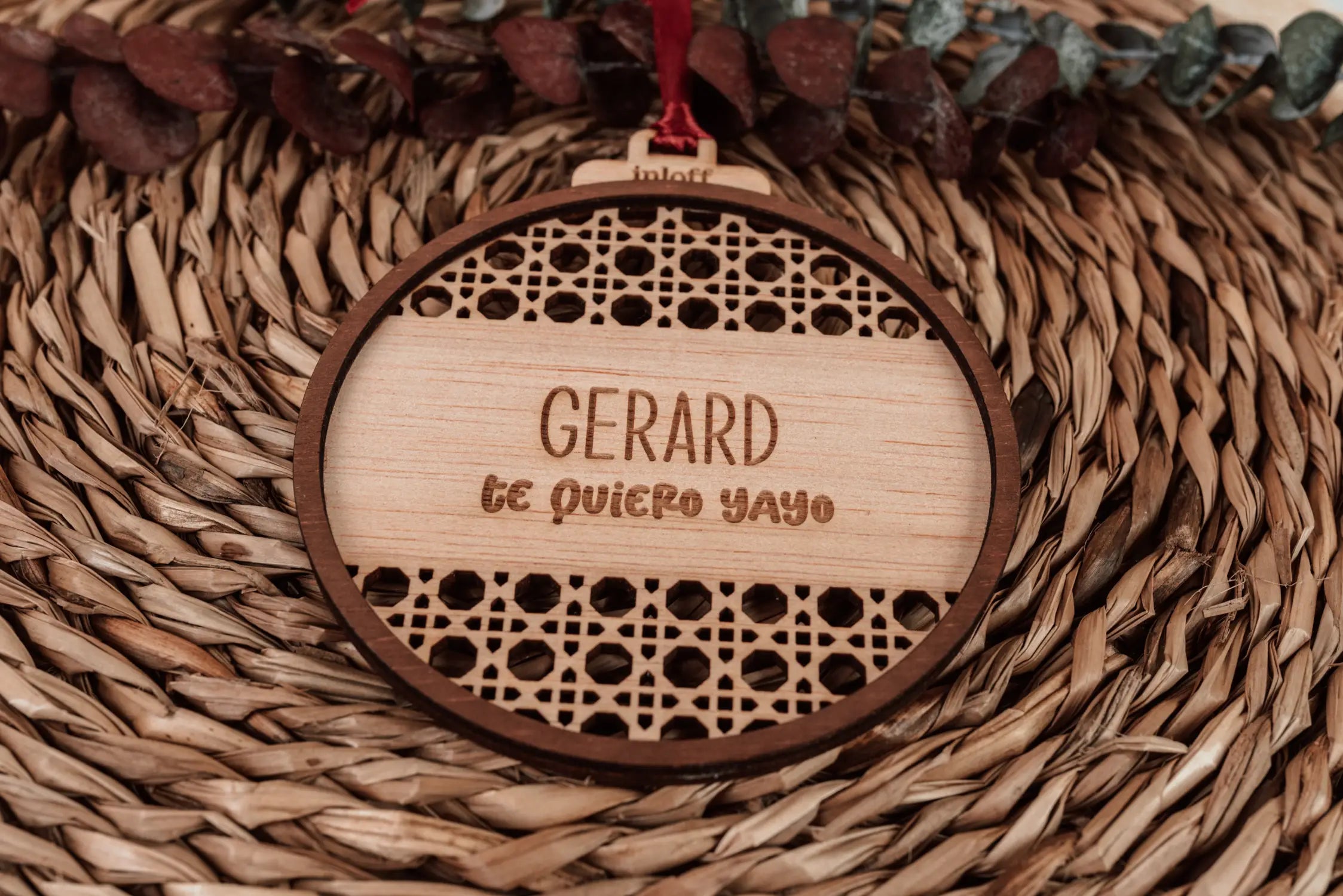 BOLA DE NAVIDAD RATÁN "FRASE"