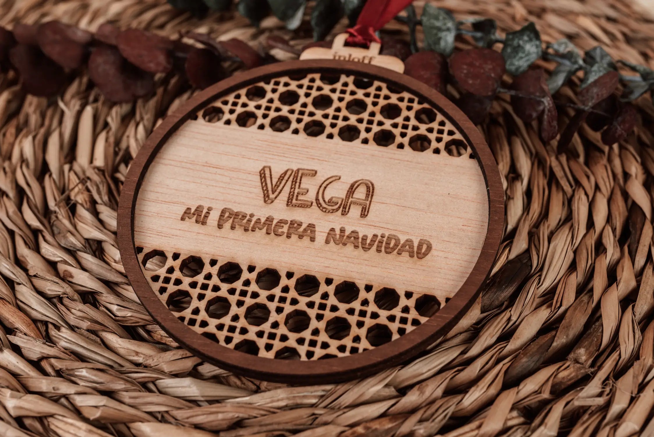 BOLA DE NAVIDAD RATÁN "FRASE"