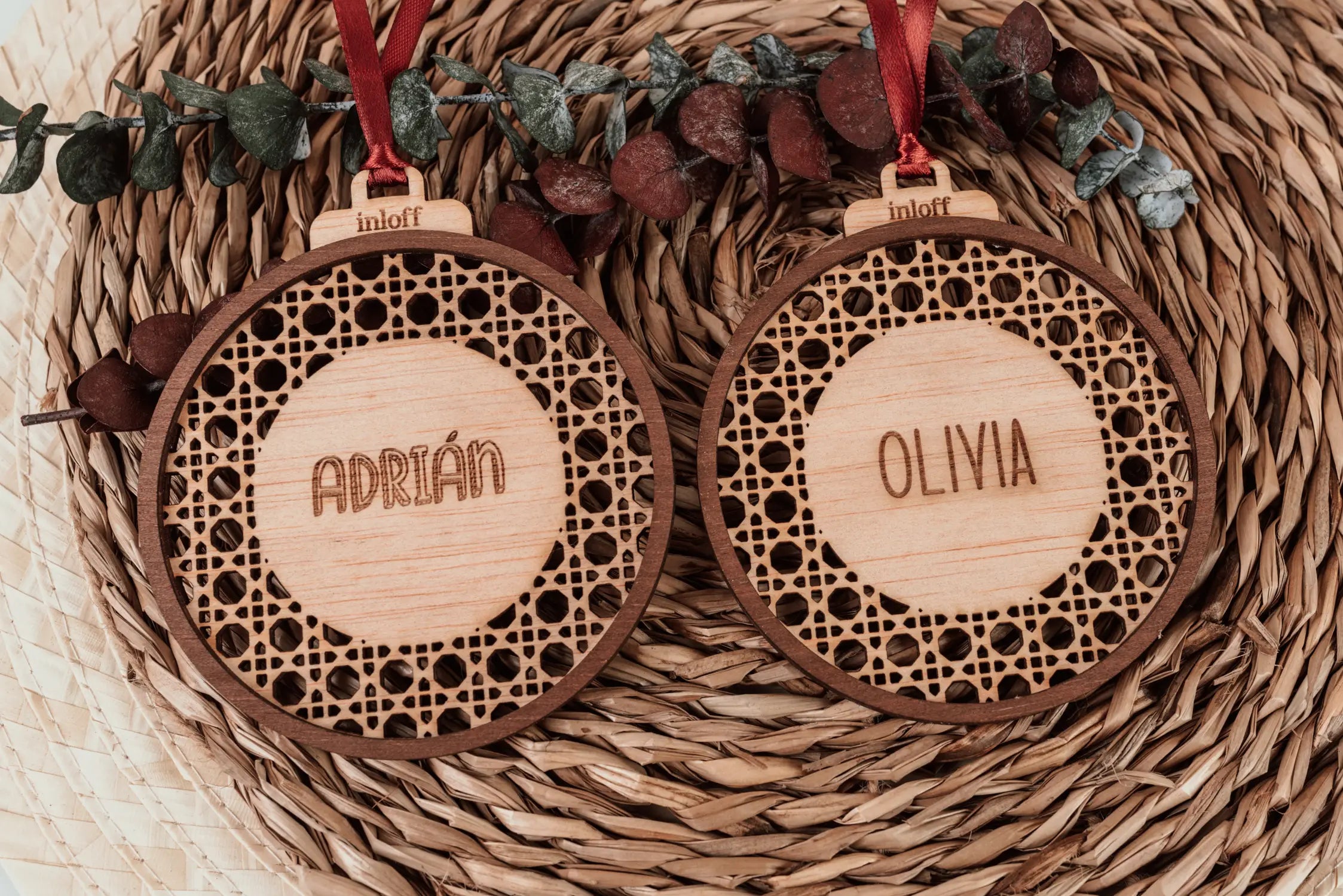 BOLA DE NAVIDAD RATÁN "NOMBRE"