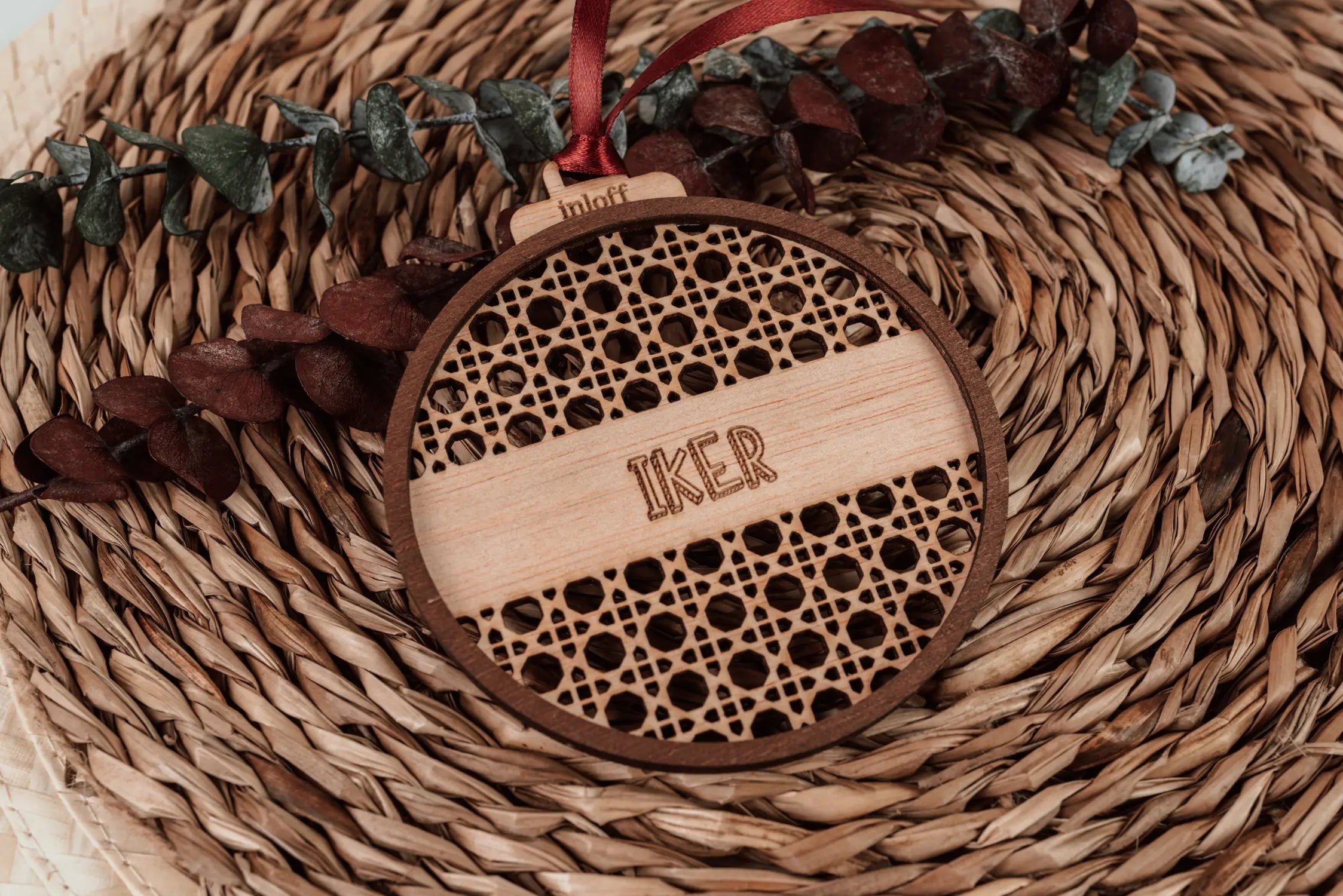 BOLA DE NAVIDAD RATÁN "NOMBRE"