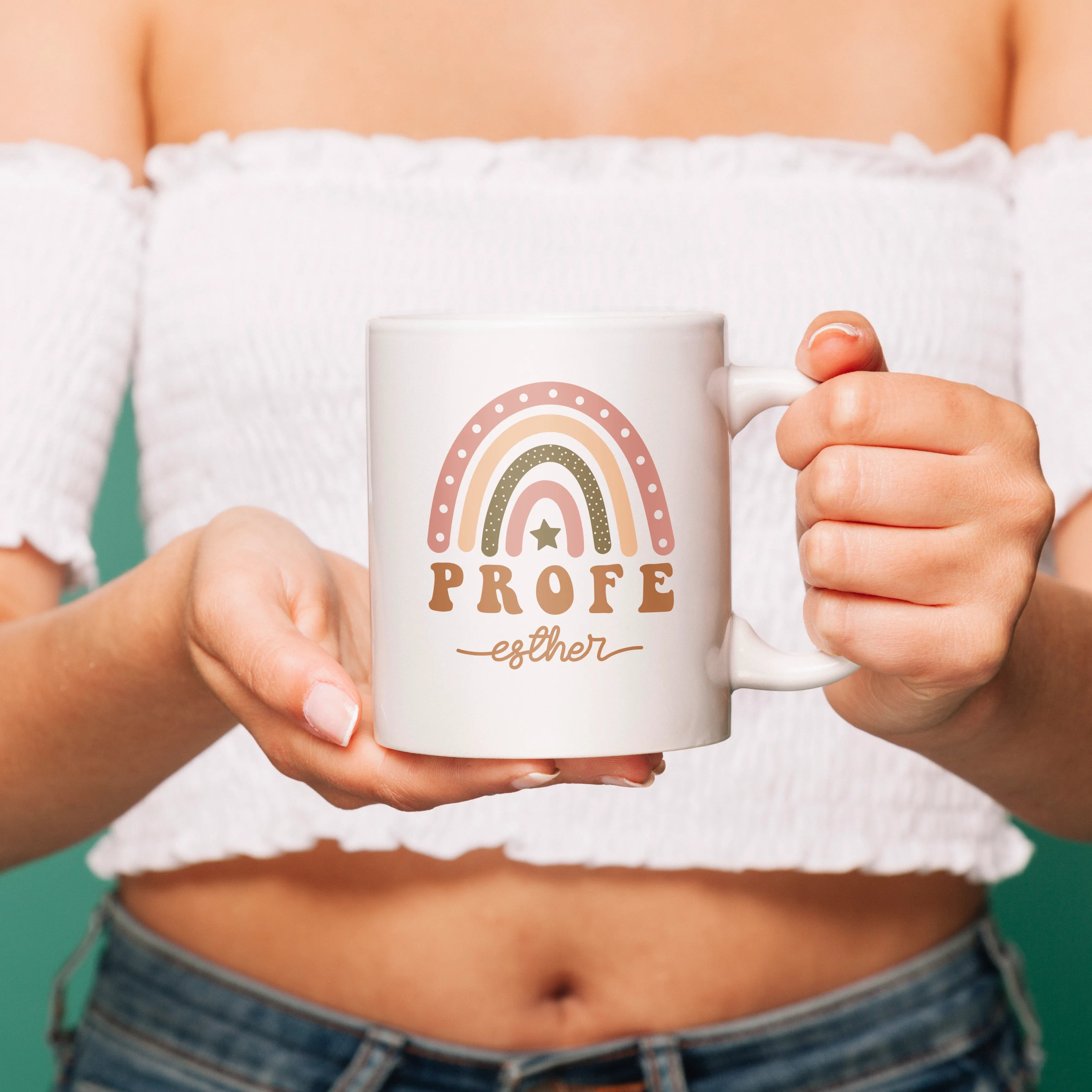 TAZA PROFE "ARCO IRIS"