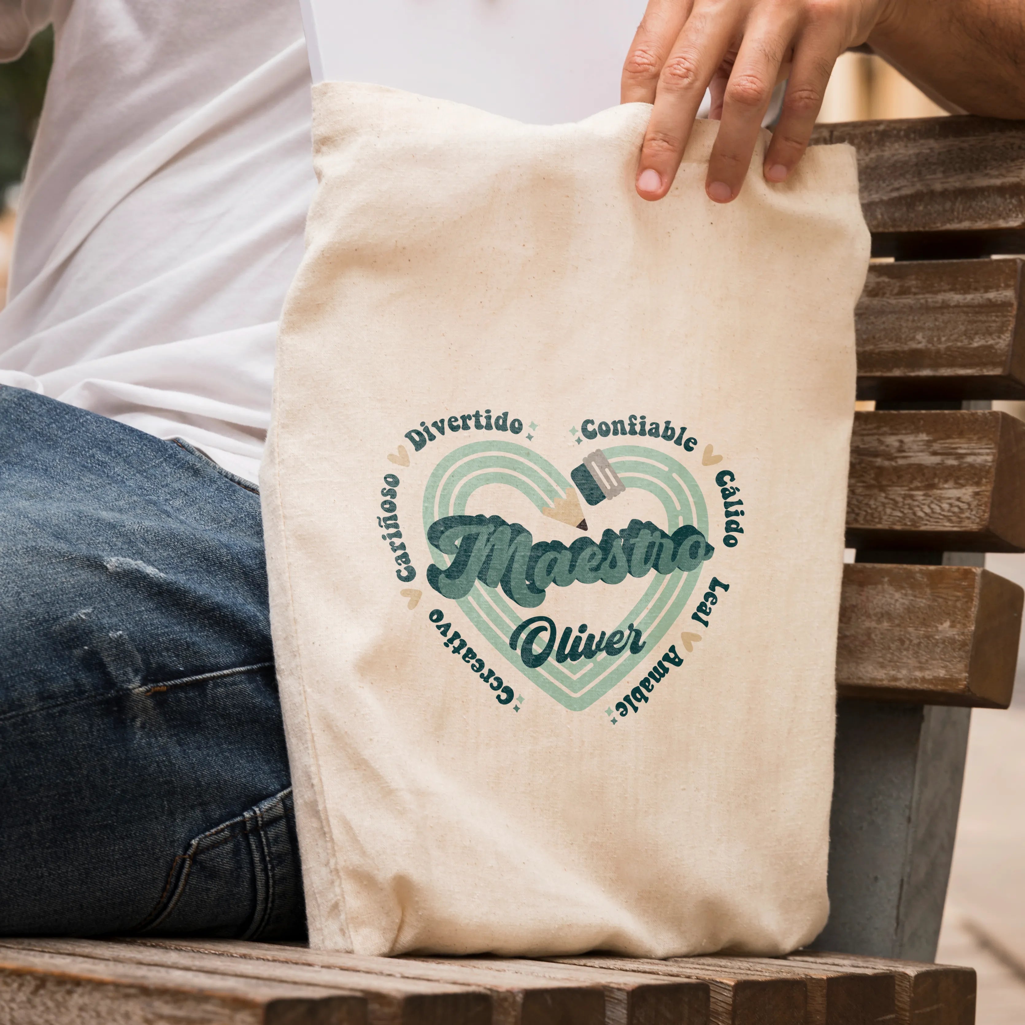 TOTEBAG PROFE "RETRO CUORE"