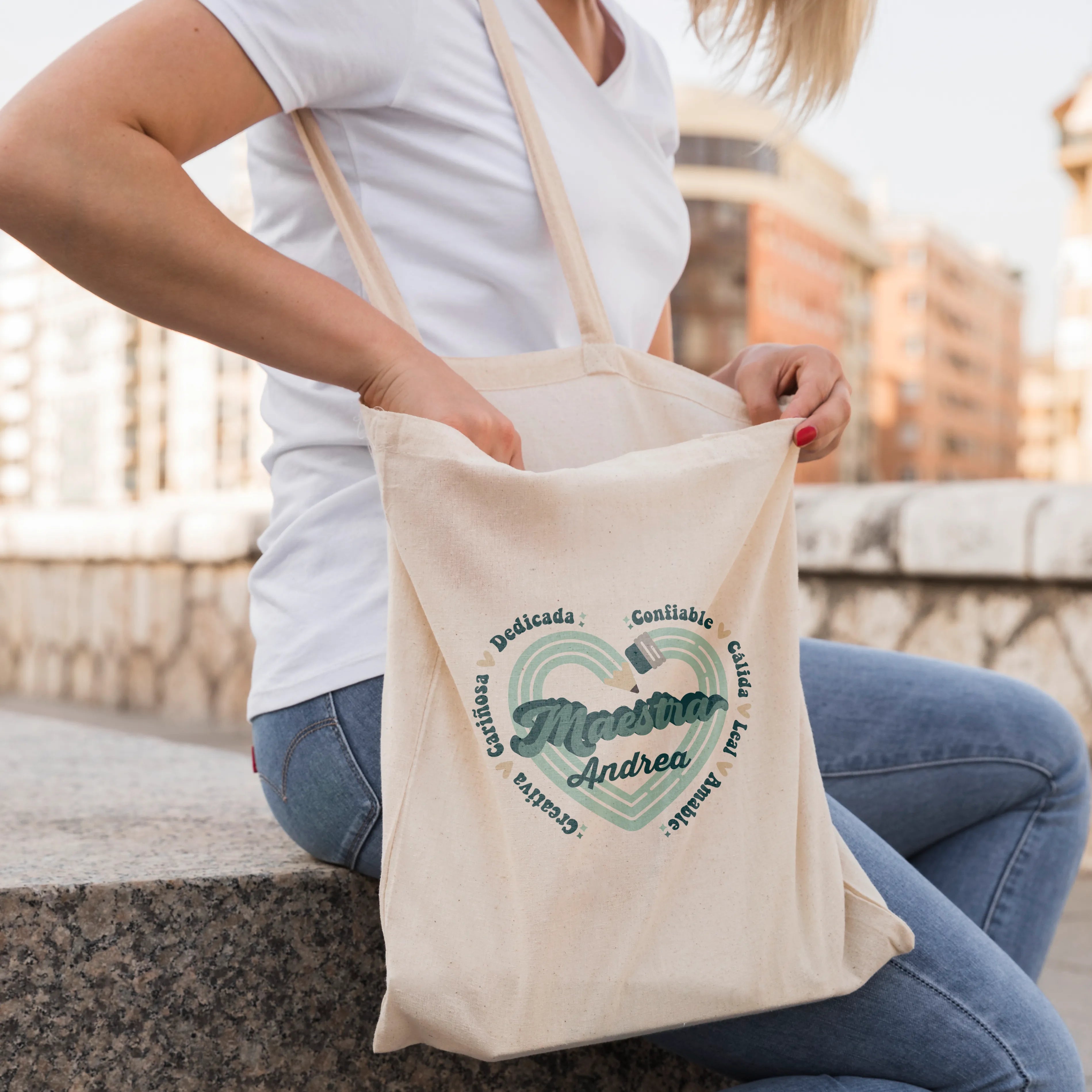 TOTEBAG PROFE "RETRO CUORE"