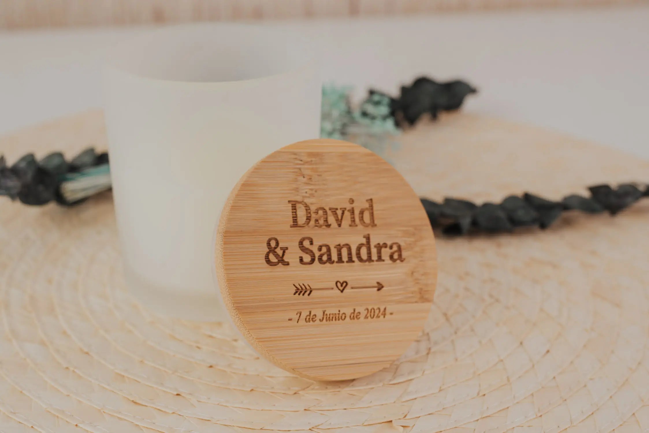 VELA AROMÁTICA BAMBÚ "NUESTRA BODA ROMÁNTICA"