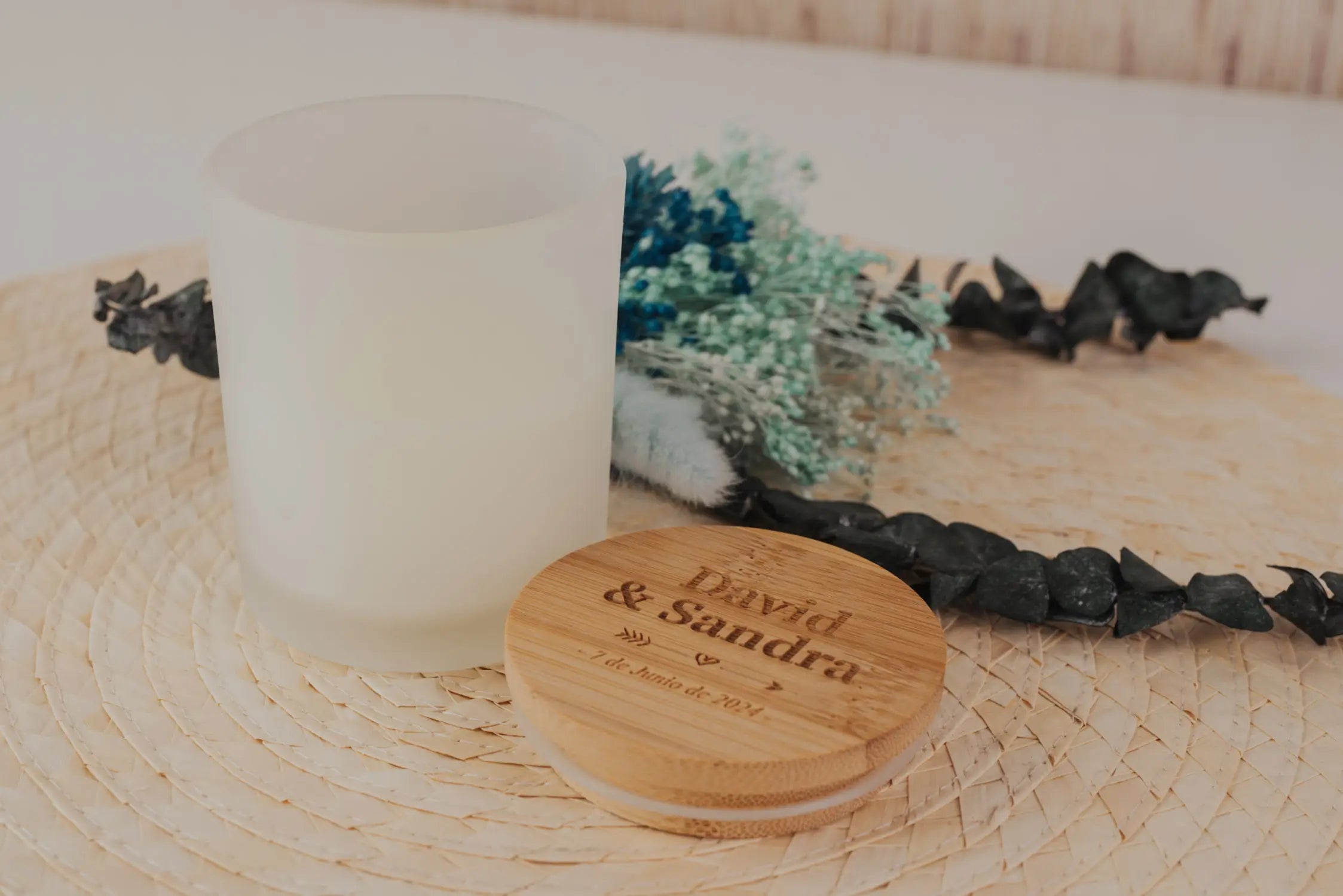 VELA AROMÁTICA BAMBÚ "NUESTRA BODA ROMÁNTICA"