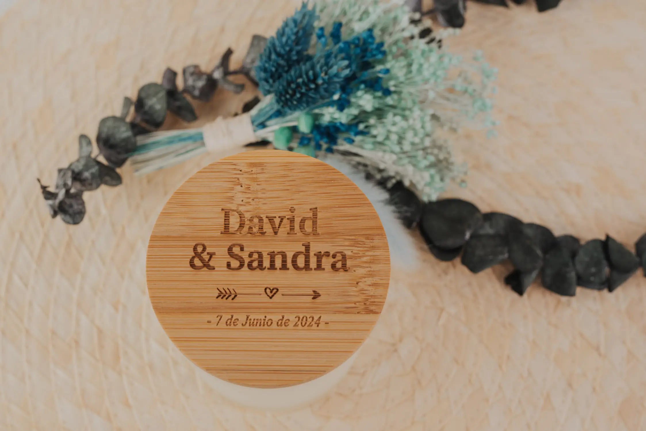 VELA AROMÁTICA BAMBÚ "NUESTRA BODA ROMÁNTICA"