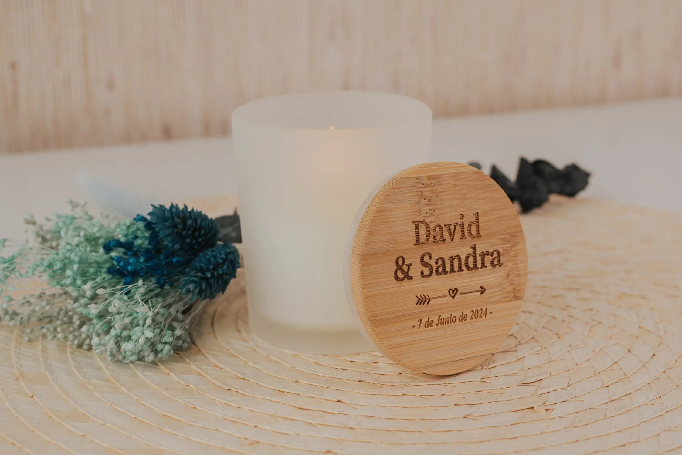 VELA AROMÁTICA BAMBÚ "NUESTRA BODA ROMÁNTICA"