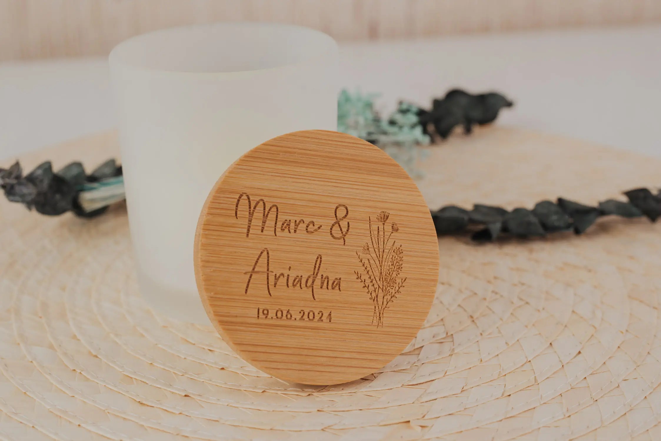 VELA AROMÁTICA BAMBÚ "NUESTRA BODA VINTAGE"