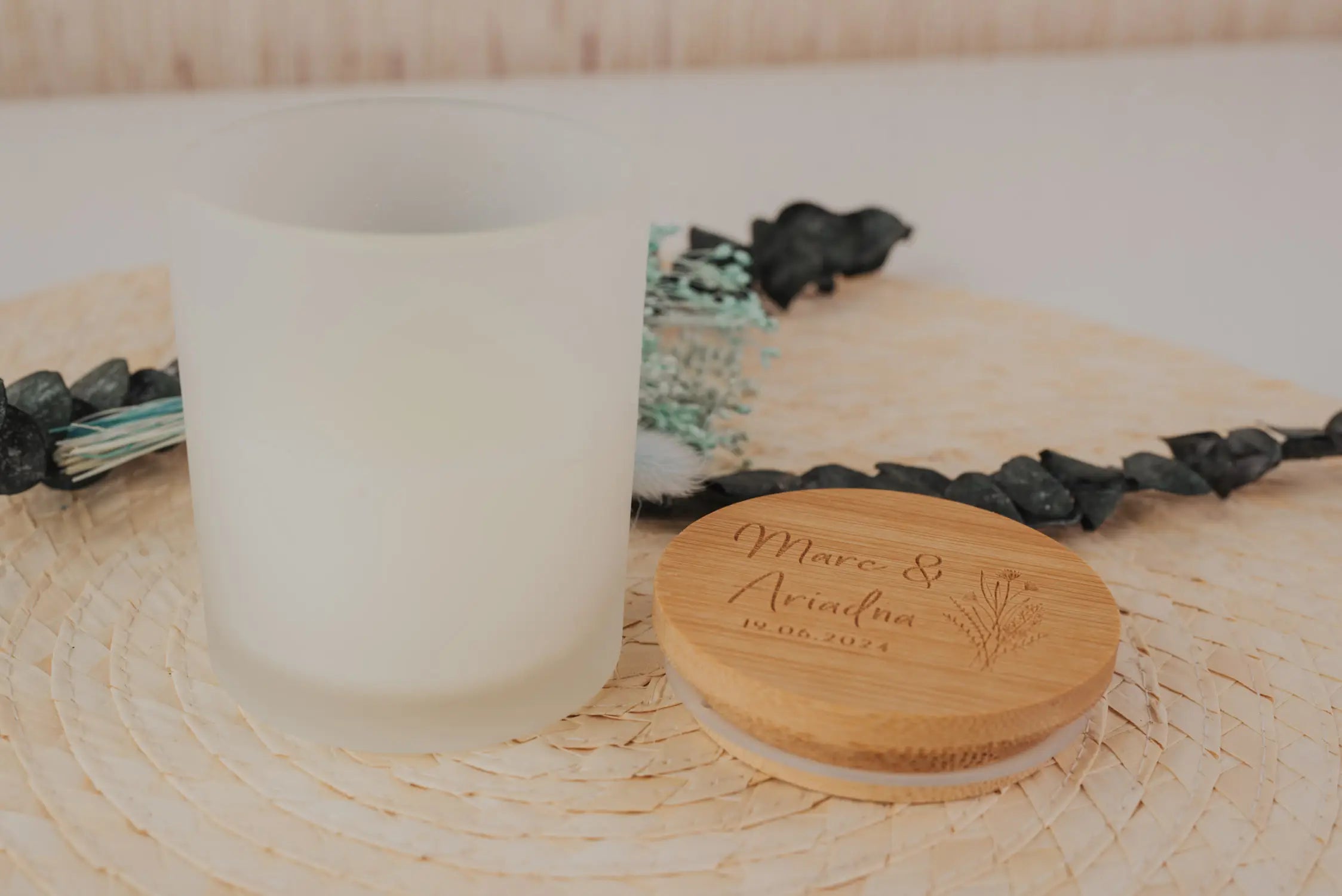 VELA AROMÁTICA BAMBÚ "NUESTRA BODA VINTAGE"