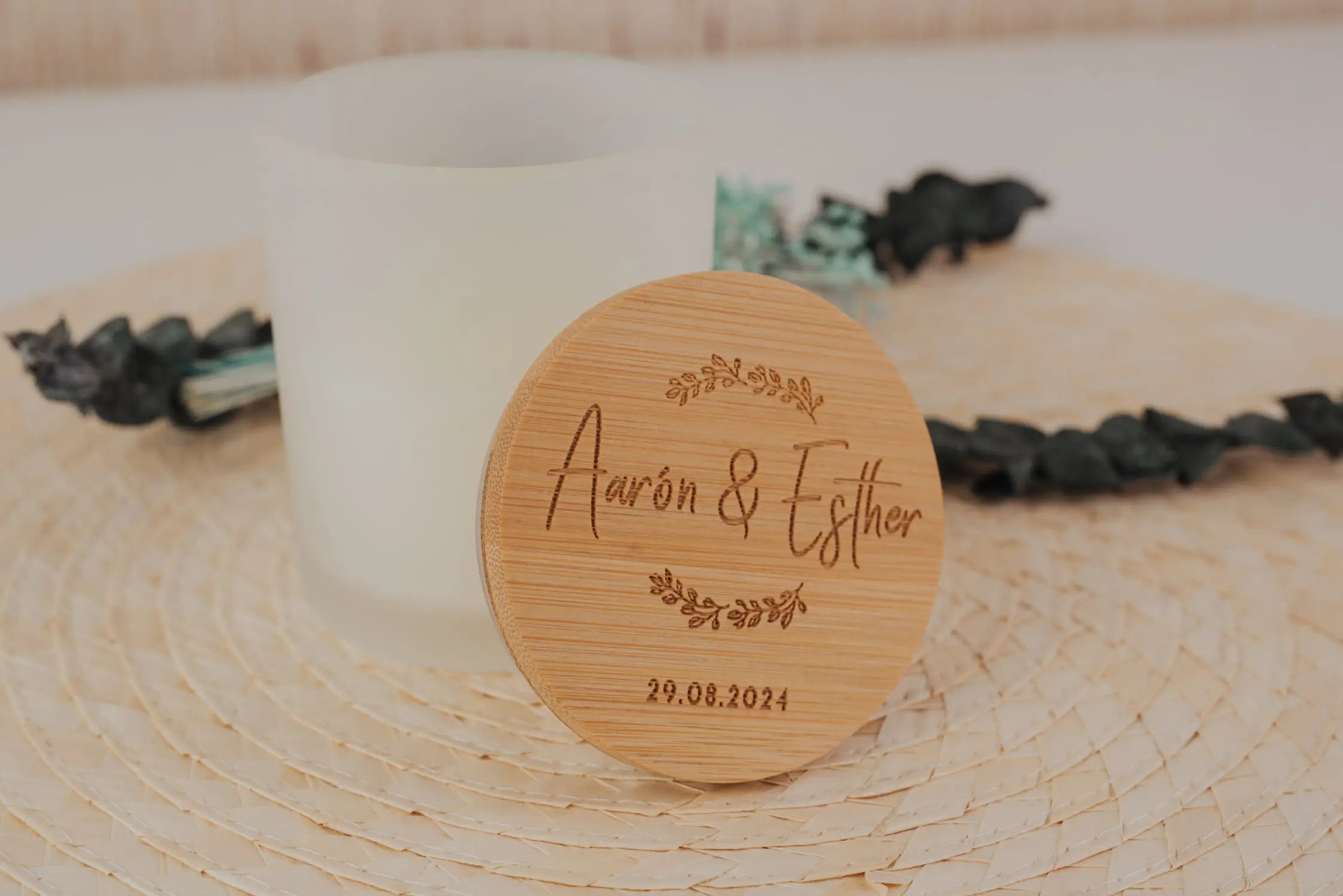 VELA AROMÁTICA BAMBÚ "NUESTRA BODA VINTAGE"