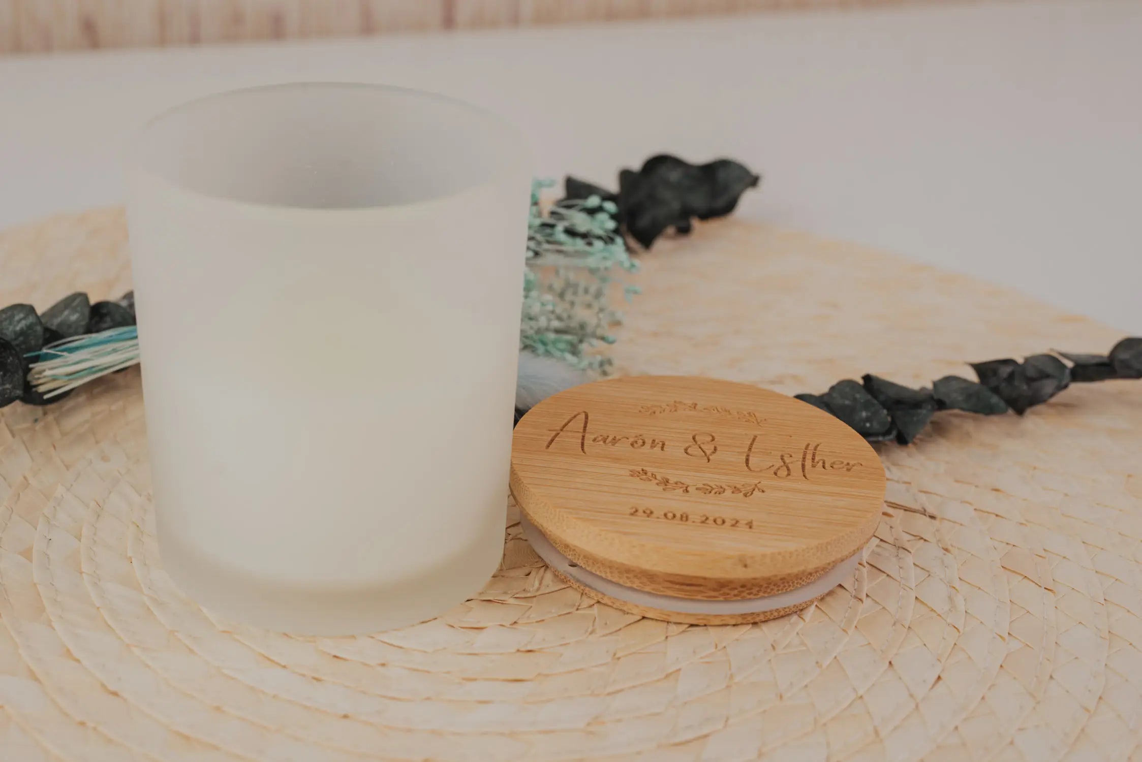 VELA AROMÁTICA BAMBÚ "NUESTRA BODA VINTAGE"