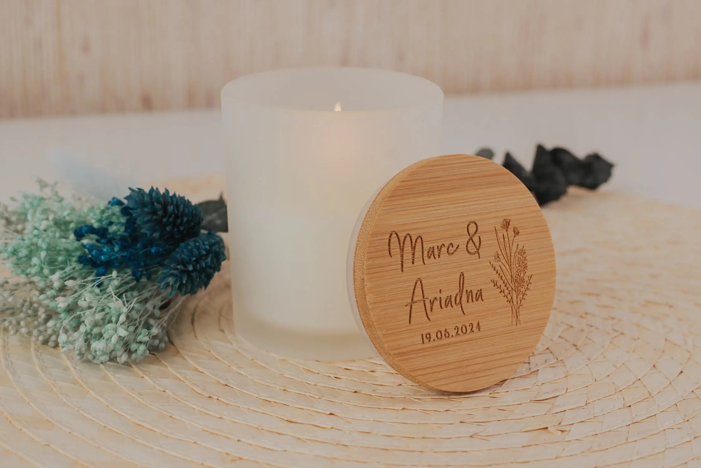VELA AROMÁTICA BAMBÚ "NUESTRA BODA VINTAGE"