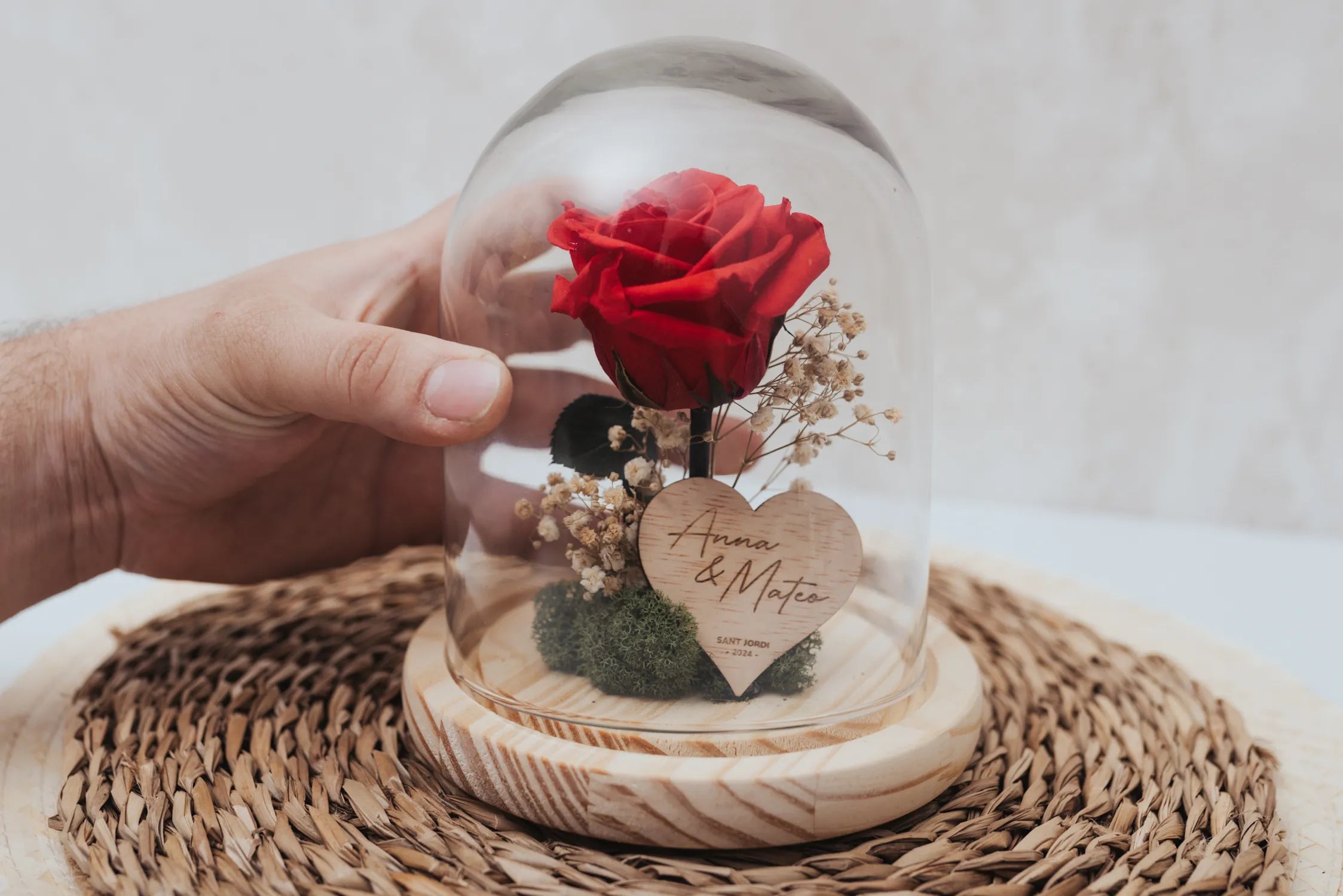 CÚPULA ROSA ETERNA PERSONALIZADA ESPECIAL SANT JORDI